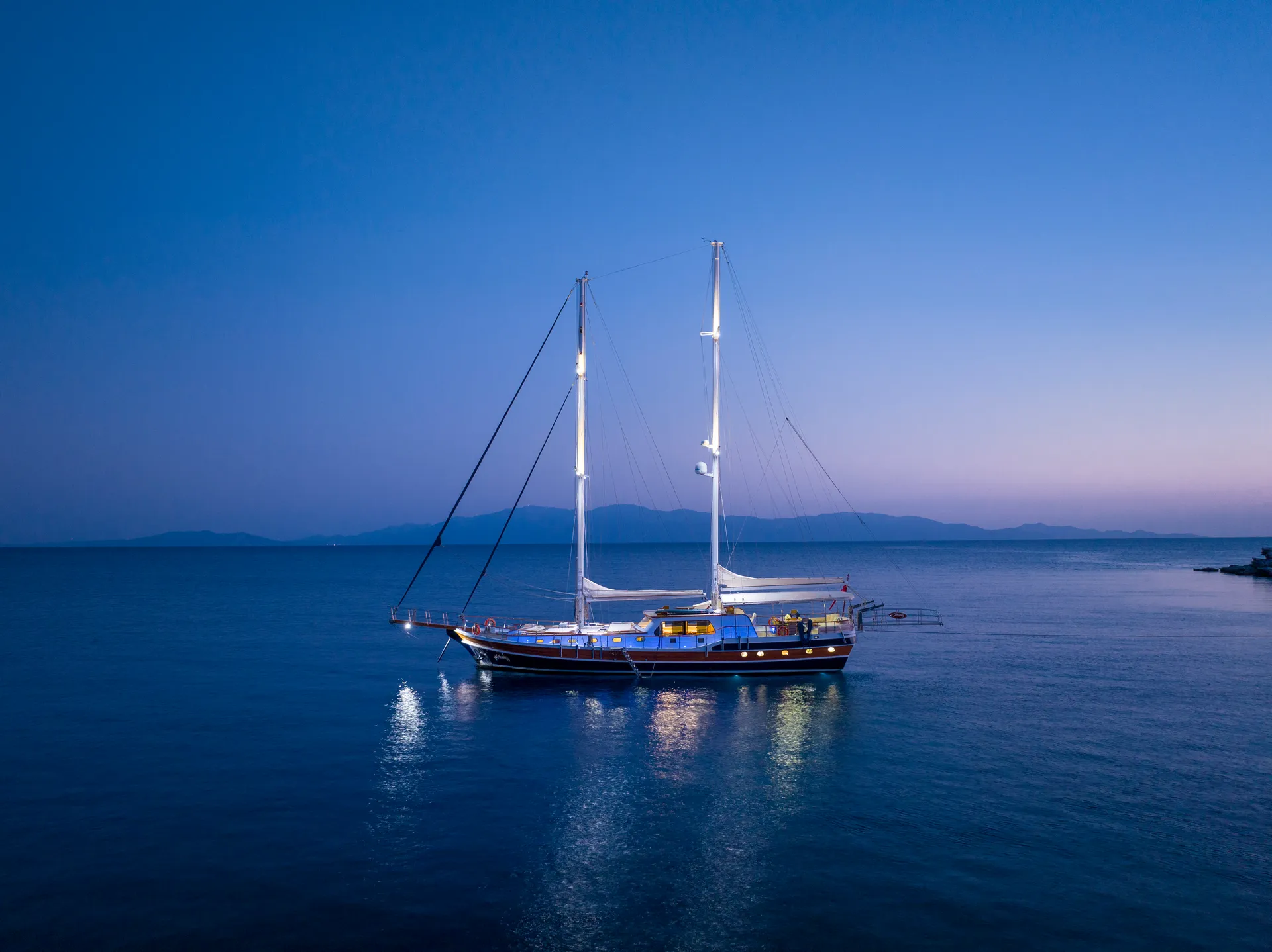 Artemis yacht aerial view